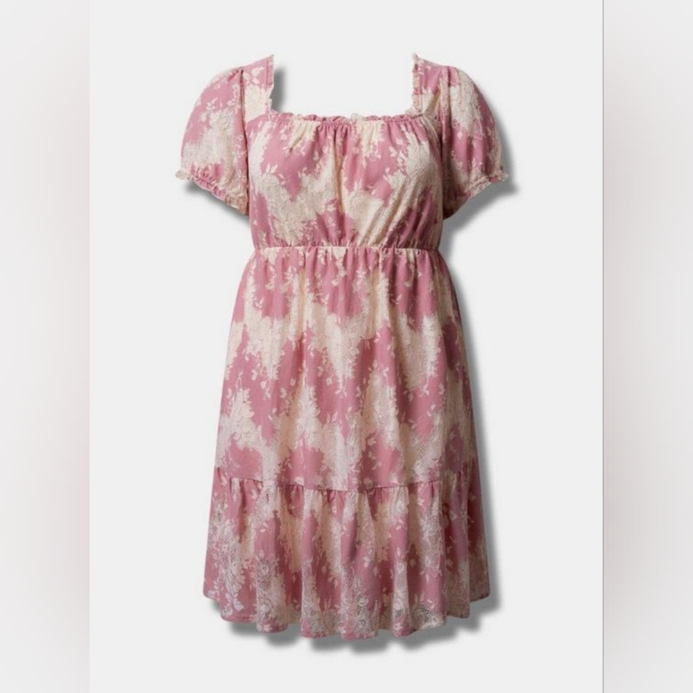 Mini Two Tone Lace Tiered Babydoll Dress